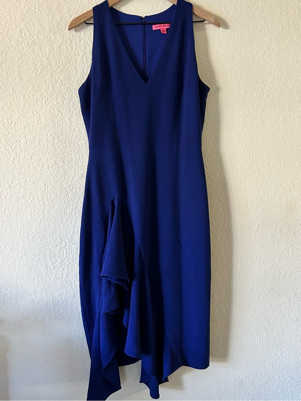 V-Neck Royal Blue Sleeveless Ruffled Dress
